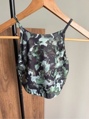 Strut This Green Camo High Neck Sports Bra One Size Fits S/M